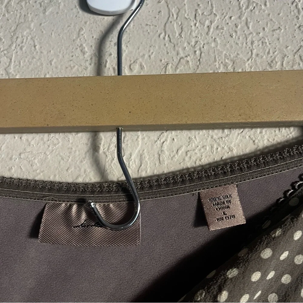 100% Silk Brown Colored Polka Dot Vintage Skirt - Picture 3 of 5